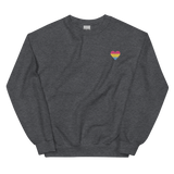 Pansexual Flag Embroidered Heart Sweater: Celebratory LGBTQ+ Pride Design