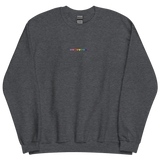 Embroidered Gilbert Baker Pride Sweatshirt: Pride Flag Horizontal Heart Design