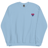 Bisexual Flag Embroidered Heart Sweater: Celebratory LGBTQ+ Pride Design