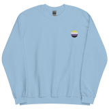 Nonbinary Flag Embroidered Circle Sweatshirt: Celebratory LGBTQ+ Pride Design