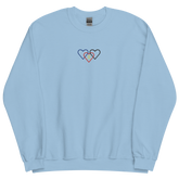 Polyamory Pride Sweatshirt: Interlaced Heart Outlines Embroidered Sweater