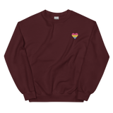 Pansexual Flag Embroidered Heart Sweater: Celebratory LGBTQ+ Pride Design
