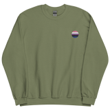 Genderfluid Flag Embroidered Circle Sweatshirt: Celebratory LGBTQ+ Pride Design