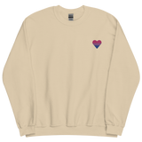 Bisexual Flag Embroidered Heart Sweater: Celebratory LGBTQ+ Pride Design