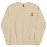 Pride Flag Embroidered Heart Sweater: Celebratory LGBTQ+ Pride Design