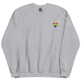 Pride Flag Embroidered Heart Sweater: Celebratory LGBTQ+ Pride Design