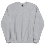 Embroidered Gilbert Baker Pride Sweatshirt: Pride Flag Horizontal Heart Design