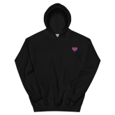 Bisexual Flag Embroidered Heart Hoodie: Celebratory LGBTQ+ Pride Design