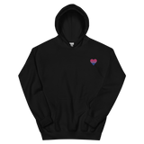 Bisexual Flag Embroidered Heart Hoodie: Celebratory LGBTQ+ Pride Design
