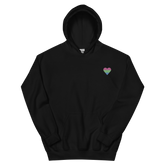 Polysexual Flag Embroidered Heart Hoodie: Celebratory LGBTQ+ Pride Design