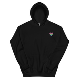 Polysexual Flag Embroidered Heart Hoodie: Celebratory LGBTQ+ Pride Design