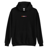 Embroidered Lesbian Hoodie: Pride Flag Horizontal Heart Design