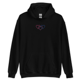 Bisexual Pride Hoodie: Interlaced Heart Outlines Embroidered Sweatshirt