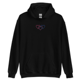 Bisexual Pride Hoodie: Interlaced Heart Outlines Embroidered Sweatshirt