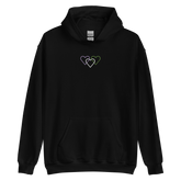 Genderqueer Pride Hoodie: Interlaced Heart Outlines Embroidered Sweatshirt