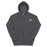 Genderqueer Flag Embroidered Heart Hoodie: Celebratory LGBTQ+ Pride Design