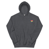 Pansexual Flag Embroidered Heart Hoodie: Celebratory LGBTQ+ Pride Design