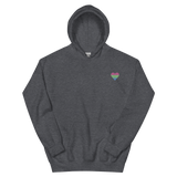 Polysexual Flag Embroidered Heart Hoodie: Celebratory LGBTQ+ Pride Design