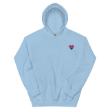 Bisexual Flag Embroidered Heart Hoodie: Celebratory LGBTQ+ Pride Design