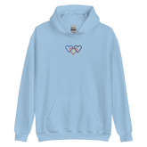 Polyamory Pride Hoodie: Interlaced Heart Outlines Embroidered Sweatshirt