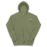 Genderfluid Flag Embroidered Heart Hoodie: Celebratory LGBTQ+ Pride Design