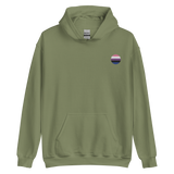 Genderfluid Flag Embroidered Circle Hoodie: Celebratory LGBTQ+ Pride Design