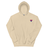 Bisexual Flag Embroidered Heart Hoodie: Celebratory LGBTQ+ Pride Design