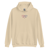 Bisexual Pride Hoodie: Interlaced Heart Outlines Embroidered Sweatshirt
