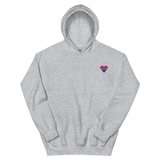 Bisexual Flag Embroidered Heart Hoodie: Celebratory LGBTQ+ Pride Design