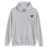 Polyamory Flag Embroidered Heart Hoodie: Celebratory LGBTQ+ Pride Design