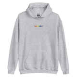 Embroidered Pride Hoodie: Pride Flag Horizontal Heart Design