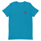 Bisexual Flag Embroidered Heart T-Shirt: Celebratory LGBTQ+ Pride Design