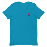 Bisexual Flag Embroidered Circle Tee: Celebratory LGBTQ+ Pride Design