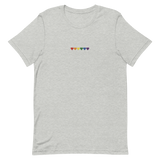 Embroidered Pride T-Shirt: Pride Flag Horizontal Heart Design