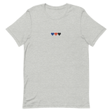 Embroidered Polyamory T-Shirt: Pride Flag Horizontal Heart Design