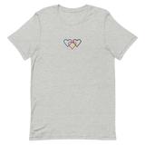 Polyamory Pride Tee: Interlaced Heart Outlines Embroidered T-Shirt