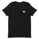 Bigender Flag Embroidered Heart T-Shirt: Celebratory LGBTQ+ Pride Design