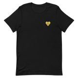 Intersex Flag Embroidered Heart T-Shirt: Celebratory LGBTQ+ Pride Design