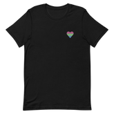 Polysexual Flag Embroidered Heart T-Shirt: Celebratory LGBTQ+ Pride Design