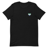 Gay Pride Flag Embroidered Heart T-Shirt: Celebratory LGBTQ+ Pride Design