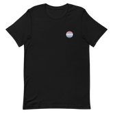 Bigender Flag Embroidered Circle Tee: Celebratory LGBTQ+ Pride Design