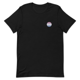 Bigender Flag Embroidered Circle Tee: Celebratory LGBTQ+ Pride Design