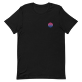 Bisexual Flag Embroidered Circle Tee: Celebratory LGBTQ+ Pride Design