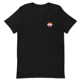 Lesbian Flag Embroidered Circle Tee: Celebratory LGBTQ+ Pride Design