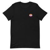 Lesbian Flag Embroidered Circle Tee: Celebratory LGBTQ+ Pride Design