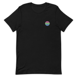Polysexual Flag Embroidered Circle Tee: Celebratory LGBTQ+ Pride Design
