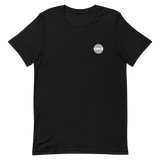 Transgender Flag Embroidered Circle Tee: Celebratory LGBTQ+ Pride Design