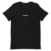 Embroidered Transgender T-Shirt: Pride Flag Horizontal Heart Design