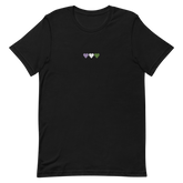 Embroidered Genderqueer T-Shirt: Pride Flag Horizontal Heart Design