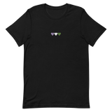 Embroidered Genderqueer T-Shirt: Pride Flag Horizontal Heart Design